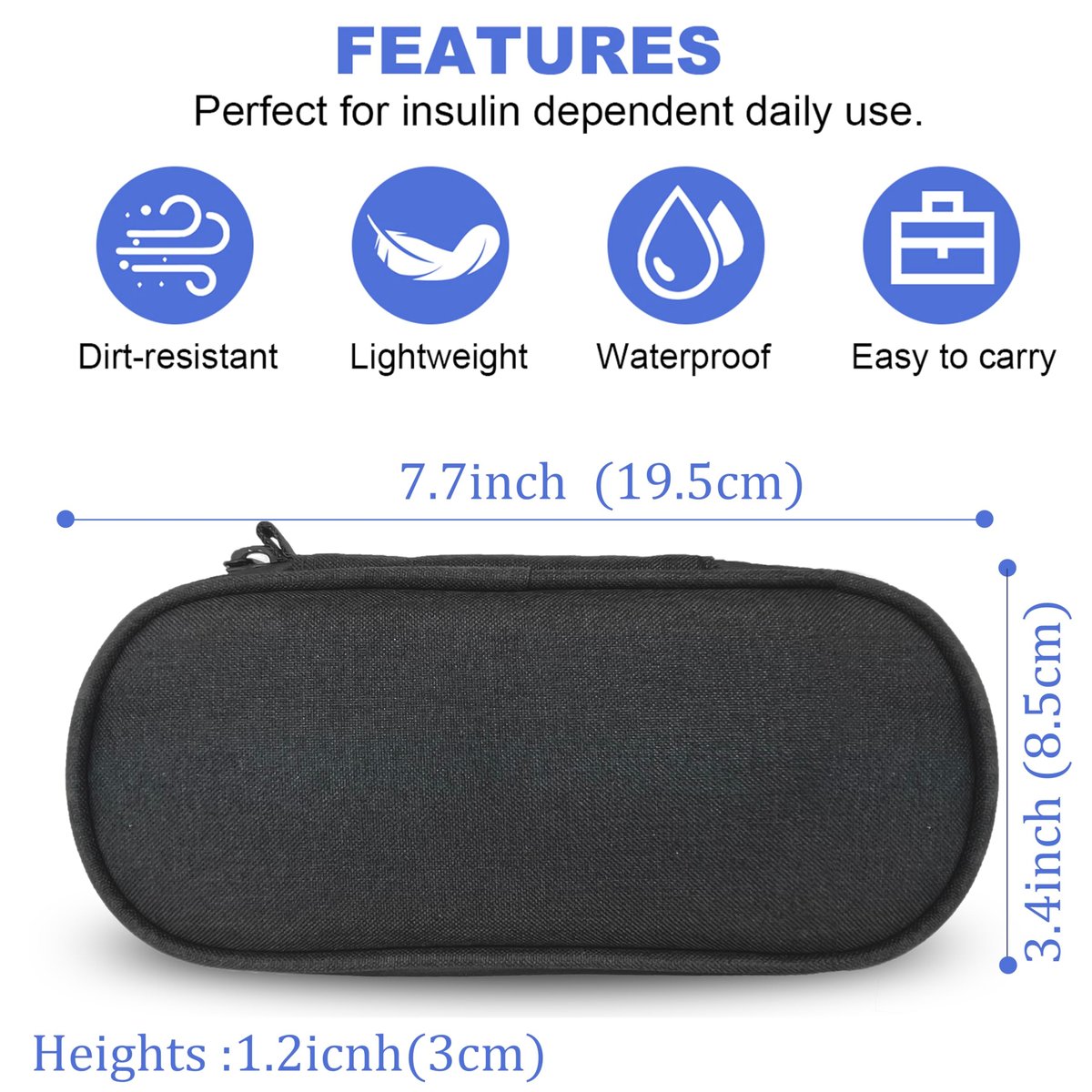 CDBXPRG Insulin Pen Kühltasche Reiseetui mit TSA-zugelassenen Kühlakkus, Isolierte Aufbewahrung für Diabetes-Medikamente, Organizer für Insulin-Pens und Zubehör, für Alltag und Reisen, Schwarz