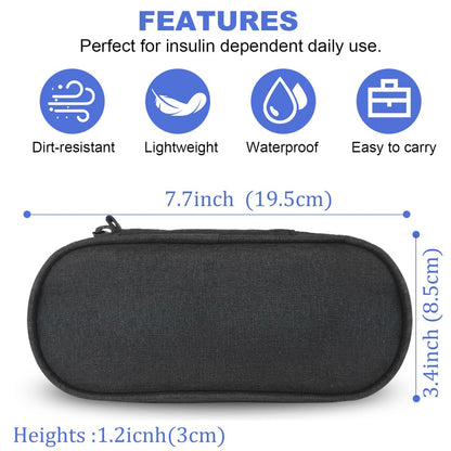 CDBXPRG Insulin Pen Kühltasche Reiseetui mit TSA-zugelassenen Kühlakkus, Isolierte Aufbewahrung für Diabetes-Medikamente, Organizer für Insulin-Pens und Zubehör, für Alltag und Reisen, Schwarz
