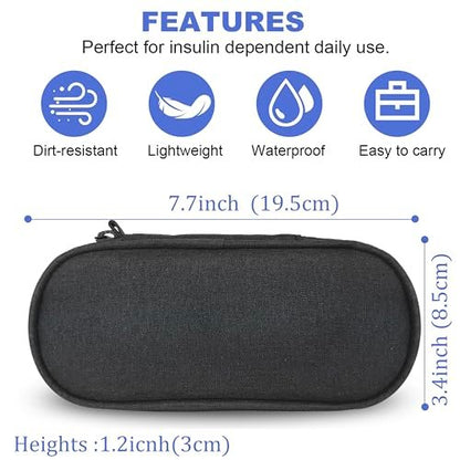 CDBXPRG Insulin Pen Kühltasche Reiseetui mit TSA-zugelassenen Kühlakkus, Isolierte Aufbewahrung für Diabetes-Medikamente, Organizer für Insulin-Pens und Zubehör, für Alltag und Reisen, Schwarz