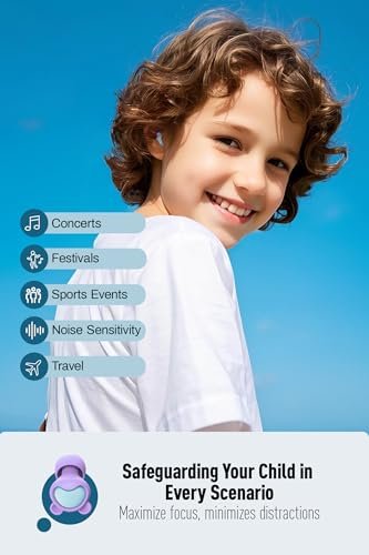 Softvox Kinder Gehörschutz Ohrstöpsel (6-12 Jahre) - Wiederverwendbarer Lärmschutz für Konzerte, Reisen, Konzentration, laute Events, Schlaf, Lärmempfindlichkeit – 26 dB Kinderohrstöpsel