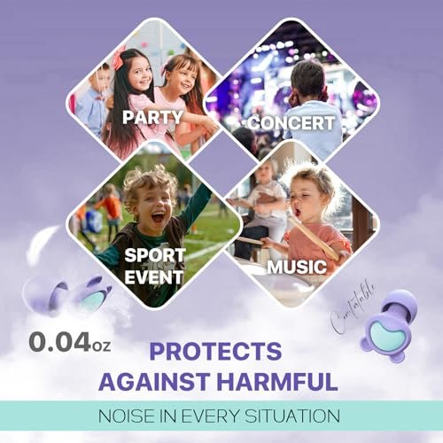 Softvox Kinder Gehörschutz Ohrstöpsel (6-12 Jahre) - Wiederverwendbarer Lärmschutz für Konzerte, Reisen, Konzentration, laute Events, Schlaf, Lärmempfindlichkeit – 26 dB Kinderohrstöpsel