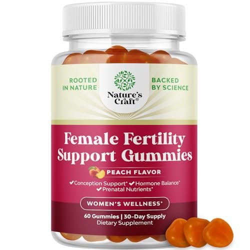 Fruchtbarkeits-Gummibärchen für Frauen – Myo-Inositol, Folsäure & Mönchspfeffer – Vegan, glutenfrei – Saftiger Pfirsich – 60 Stück