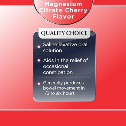 Quality Choice Magnesiumcitrat-Lösung zum Einnehmen, 10 oz – Salinisches Abführmittel bei gelegentlicher Verstopfung, sanft und wirksam für regelmäßige Verdauung (1, Kirsche)