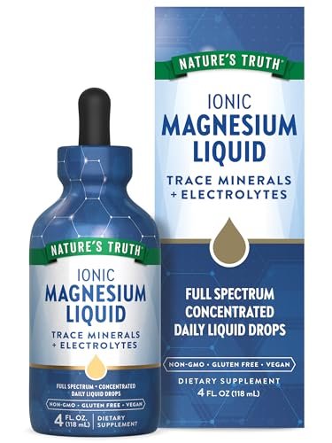 Nature's Truth Ionische Magnesium Flüssigkeitstropfen mit Elektrolyten & Spurenelementen - 200 mg, 118 ml - Vegan, Nicht-GVO & Glutenfrei