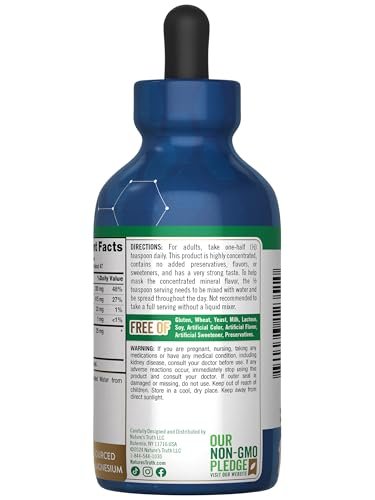 Nature's Truth Ionische Magnesium Flüssigkeitstropfen mit Elektrolyten & Spurenelementen - 200 mg, 118 ml - Vegan, Nicht-GVO & Glutenfrei