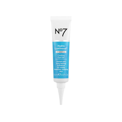 No7 HydraLuminous+ Kühlendes Augen-Gel – Feuchtigkeitsspendendes Augen-Gel mit Hyaluronsäure & Vitamin B3 Niacinamid für glatte, frische Haut (15 ml)