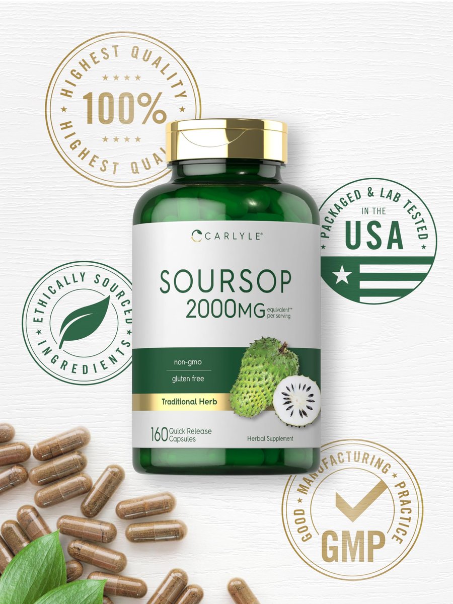 Carlyle Soursop Blätter | 160 Kapseln | Traditionelles Kräuterpräparat | Non GMO, Glutenfrei