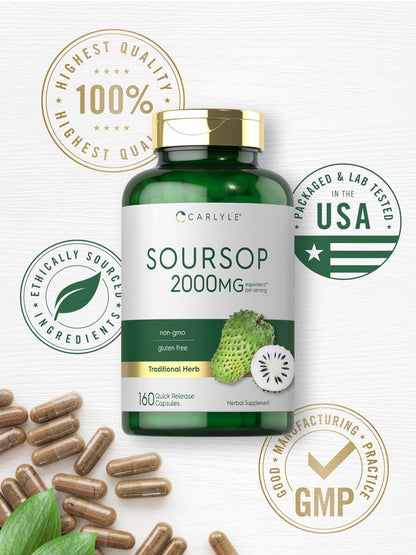 Carlyle Soursop Blätter | 160 Kapseln | Traditionelles Kräuterpräparat | Non GMO, Glutenfrei