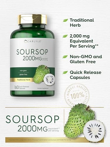 Carlyle Soursop Blätter | 160 Kapseln | Traditionelles Kräuterpräparat | Non GMO, Glutenfrei
