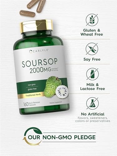 Carlyle Soursop Blätter | 160 Kapseln | Traditionelles Kräuterpräparat | Non GMO, Glutenfrei