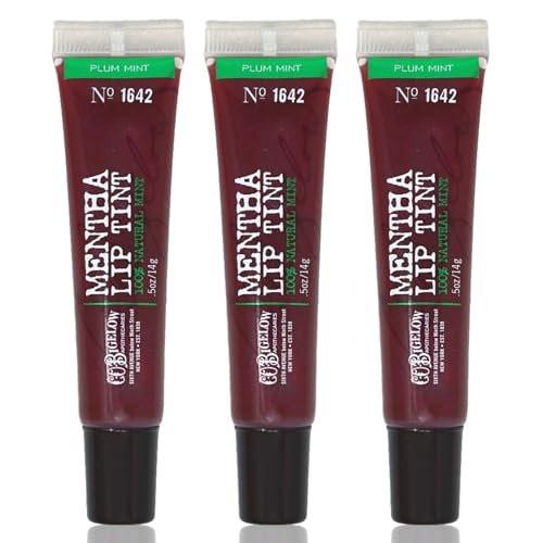 C.O. Bigelow Plum Mentha Lip Tint Trio – 3er-Pack lila getönter Lippenglanz mit Pfefferminzöl, Hochglanz-Finish, 0,5 oz