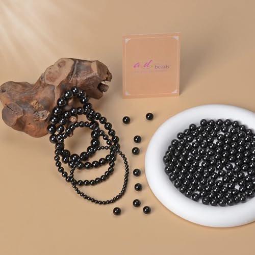 AD Beads Handgefertigtes Edelstein-Dehnarmband – Schwarzer Onyx 6mm, Kristall-Heilenergie, Unisex