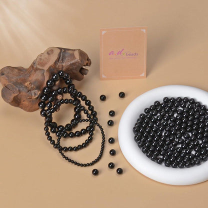 AD Beads Handgefertigtes Edelstein-Dehnarmband – Schwarzer Onyx 6mm, Kristall-Heilenergie, Unisex