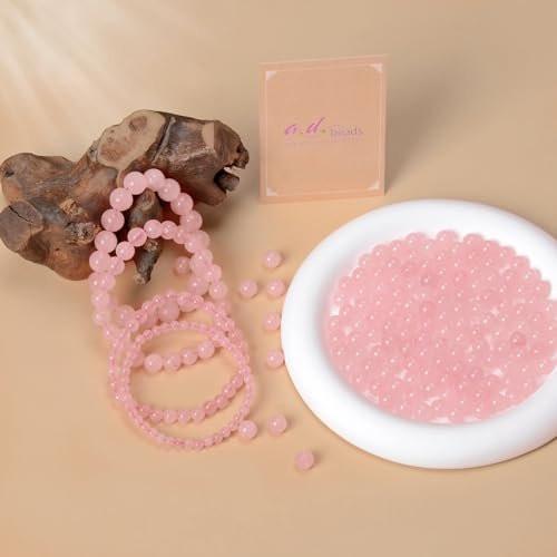 AD Beads Handgefertigtes Rosenquarz-Armband, 6mm, Edelstein-Heilarmband, Unisex – Natürliche Schönheit & spirituelle Essenz