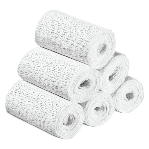 Yeasing Gipsbinden 6er-Pack – 7,5 x 270 cm Baumwoll-Gipsbinden für Gipsabdrücke, Bastelprojekte, Bauchformen