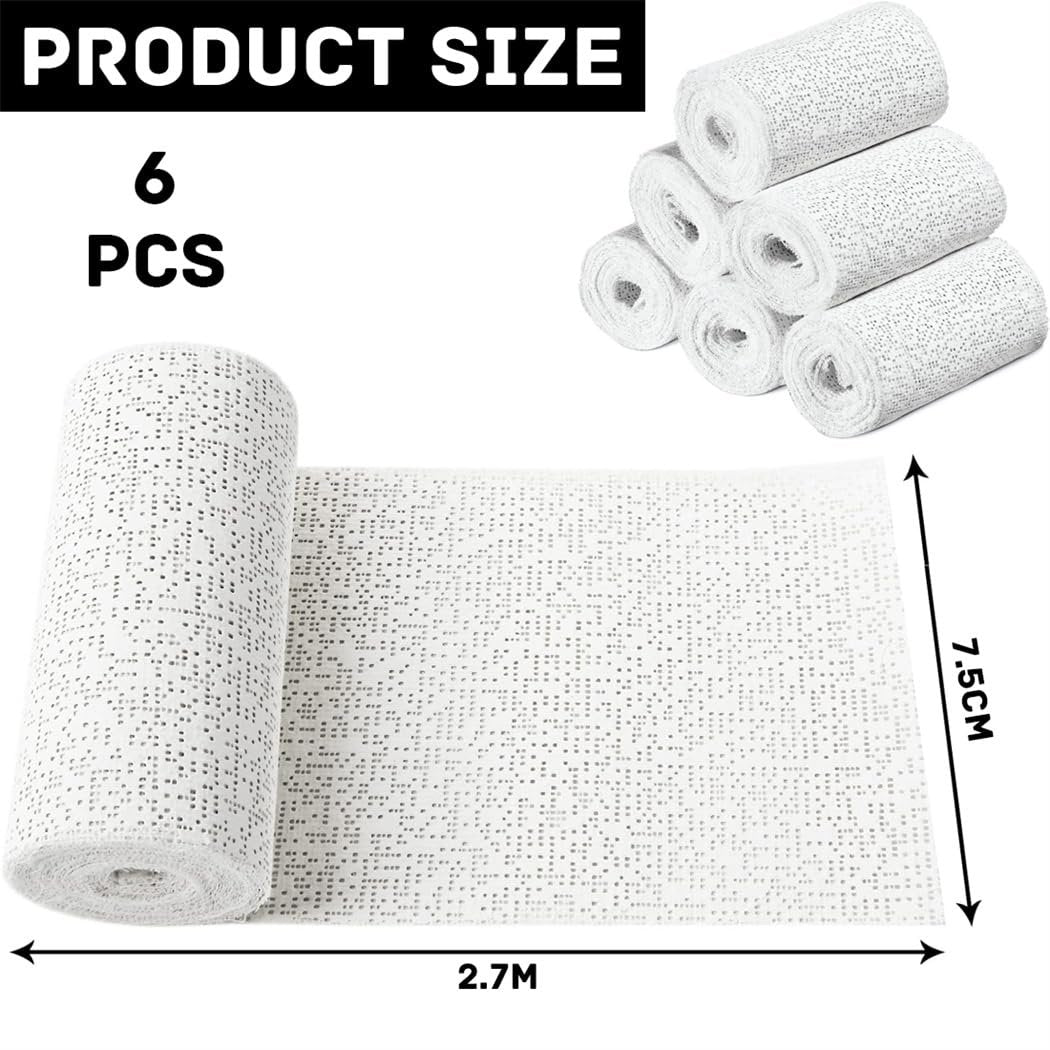 Yeasing Gipsbinden 6er-Pack – 7,5 x 270 cm Baumwoll-Gipsbinden für Gipsabdrücke, Bastelprojekte, Bauchformen