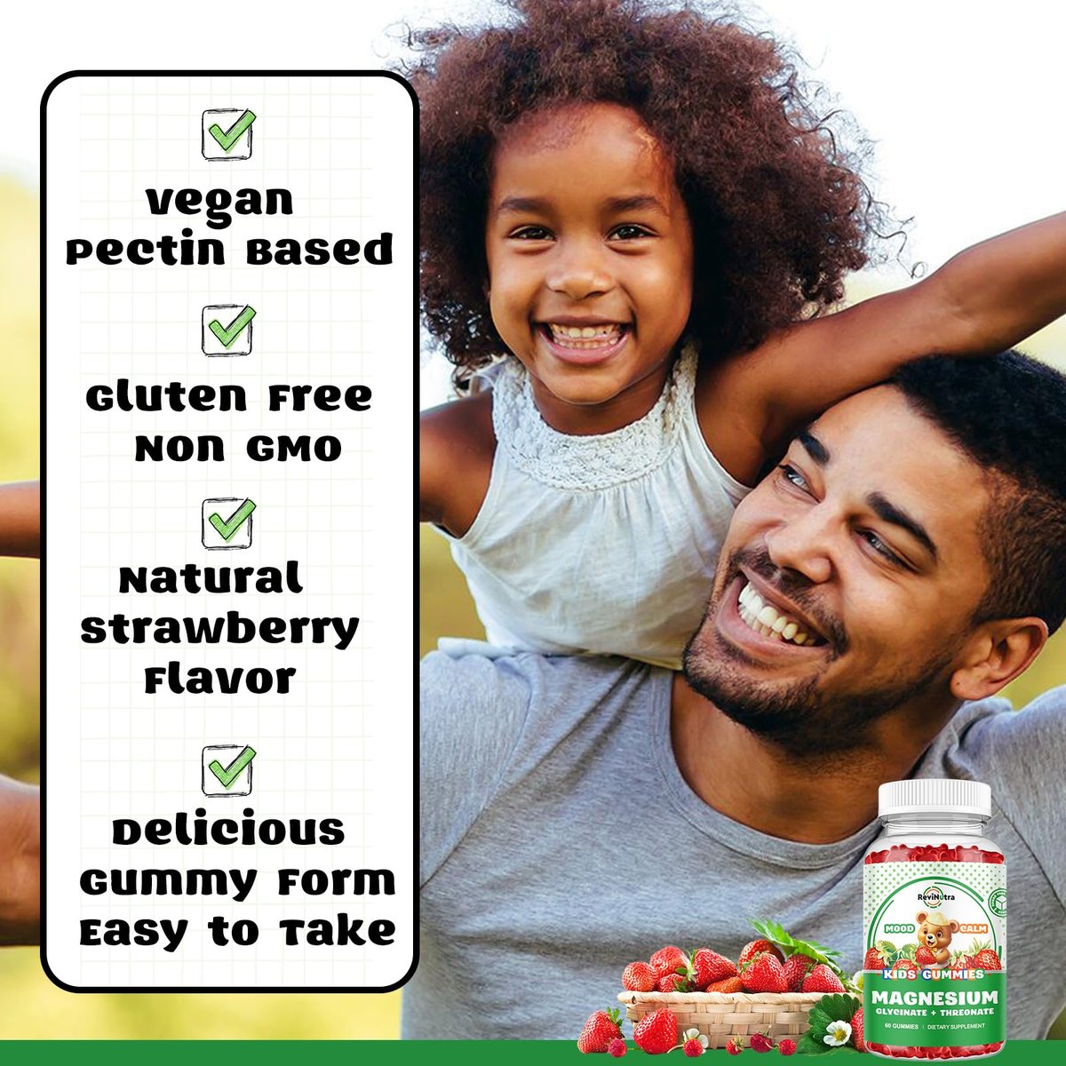 Magnesium Complex Gummies – Beruhigende, kaubare Gummibärchen für Kinder und Erwachsene – Magnesiumglycinat mit Omega-3, Vitamin B6, D3 – Unterstützt Ruhe, Stressabbau, Knochen, Stimmung – Erdbeergeschmack – 60 Stück
