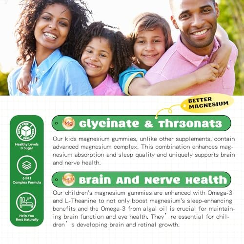 Magnesium Complex Gummies – Beruhigende, kaubare Gummibärchen für Kinder und Erwachsene – Magnesiumglycinat mit Omega-3, Vitamin B6, D3 – Unterstützt Ruhe, Stressabbau, Knochen, Stimmung – Erdbeergeschmack – 60 Stück