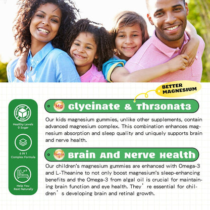 Magnesium Complex Gummies – Beruhigende, kaubare Gummibärchen für Kinder und Erwachsene – Magnesiumglycinat mit Omega-3, Vitamin B6, D3 – Unterstützt Ruhe, Stressabbau, Knochen, Stimmung – Erdbeergeschmack – 60 Stück