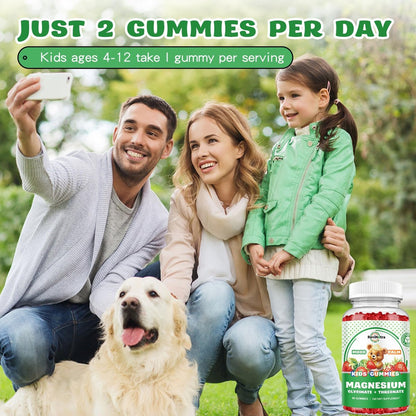 Magnesium Complex Gummies – Beruhigende, kaubare Gummibärchen für Kinder und Erwachsene – Magnesiumglycinat mit Omega-3, Vitamin B6, D3 – Unterstützt Ruhe, Stressabbau, Knochen, Stimmung – Erdbeergeschmack – 60 Stück