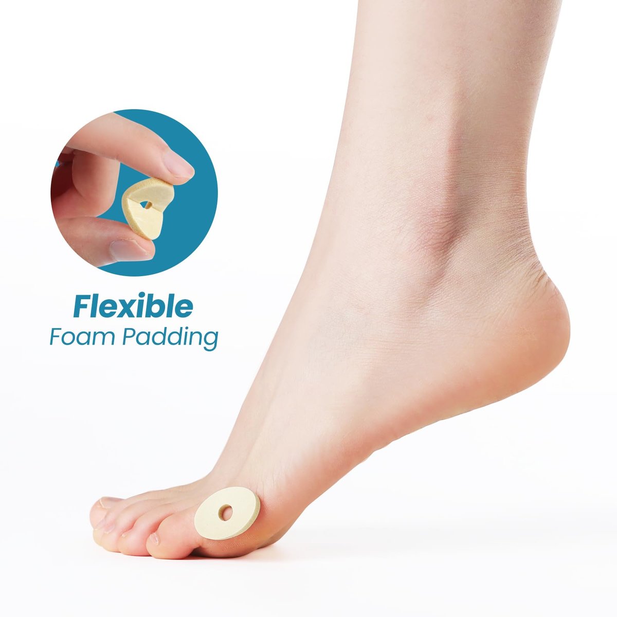 Promifun Maispflaster für Zehen und Füße - Hornhautpflaster zum Schutz von Druckstellen mit Schaumstoffpolsterung - Selbstklebende Pads - Lindert Schmerzen, Druck und Reibung durch Schuhe (Mehrere Größen, 45 Stück)