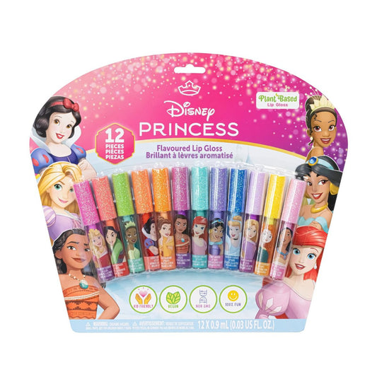 Disney Princess 12-teiliges pflanzliches Lipgloss-Set – Mädchen Partygeschenke, erstes Make-up-Set für Mädchen, perfekt für Partys, Übernachtungen und Geburtstagsgeschenke, ab 3 Jahren, von Townley Girl