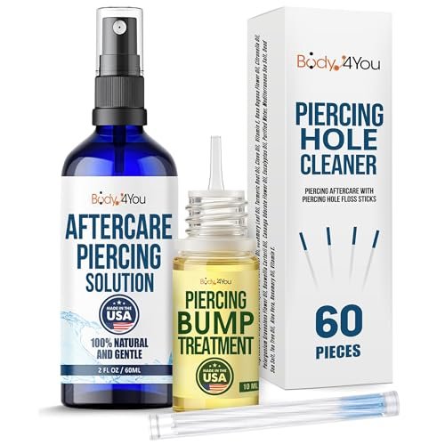 BodyJ4You Piercing Aftercare Spray – Keloid Bump Entfernung & Piercing Reiniger – Natürliche Salzlösung für Ohren, Nase & Körper