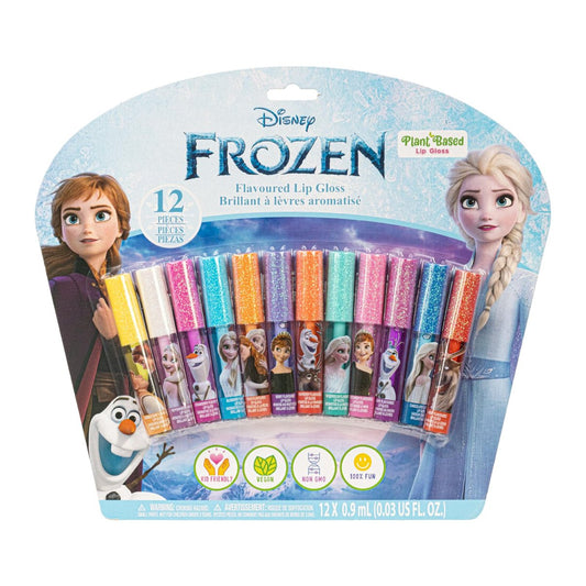 Disney Frozen 12-teiliges pflanzliches Lipgloss-Set – Partygeschenke für Mädchen, erstes Make-up-Set, ideal für Geburtstage, Übernachtungen und Geschenke, Elsa & Anna, ab 3 Jahren, von Townley Girl