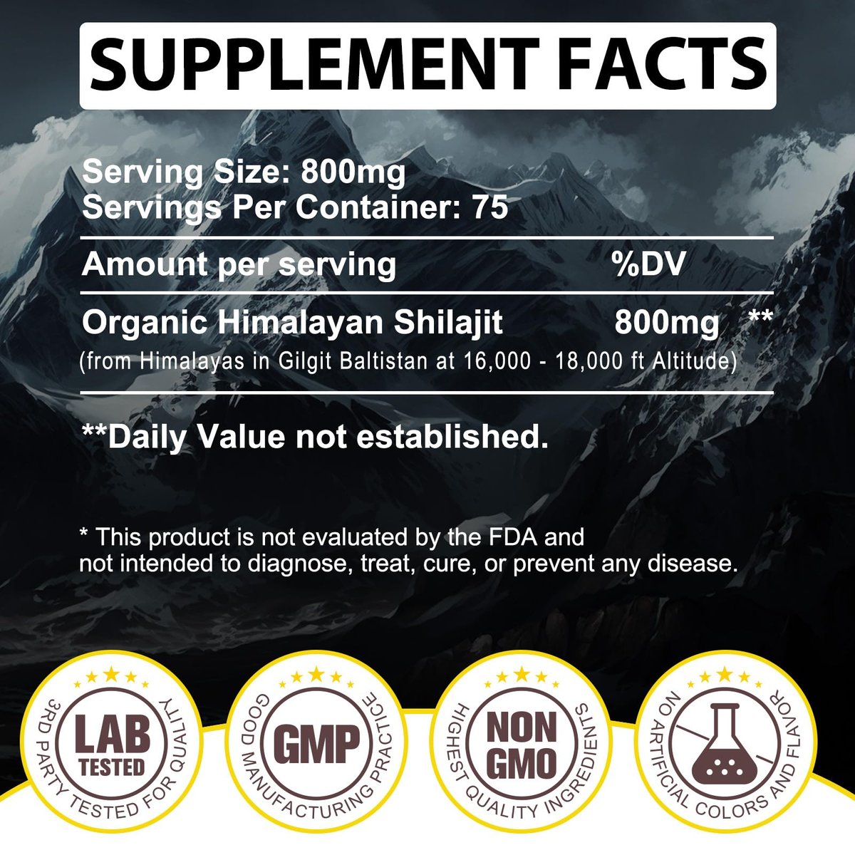 Shilajit Reines Himalaya-Harz – Reines Shilajit mit über 85 Spurenelementen & Fulvosäure für Energie und Immunsystem von Männern und Frauen, 60 g (4-Monats-Vorrat)