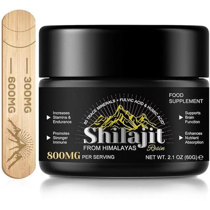 Shilajit Reines Himalaya-Harz – Reines Shilajit mit über 85 Spurenelementen & Fulvosäure für Energie und Immunsystem von Männern und Frauen, 60 g (4-Monats-Vorrat)