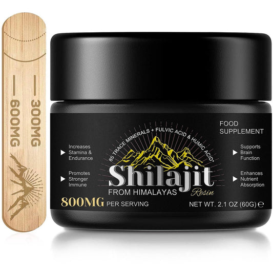 Shilajit Reines Himalaya-Harz – Reines Shilajit mit über 85 Spurenelementen & Fulvosäure für Energie und Immunsystem von Männern und Frauen, 60 g (4-Monats-Vorrat)