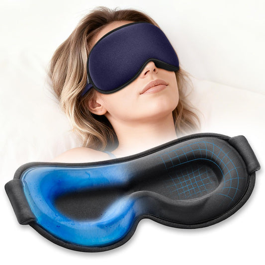 3D Kühlgel-Gewichts-Augenmaske (170g) für Schlaf & Bildschirmmüdigkeit – Eisgekühlte Schlafmaske gegen Migräne, Kopfschmerzen & Augenbelastung – 100% lichtdichte Kontur-Augenmaske für bessere Erholung, Blau