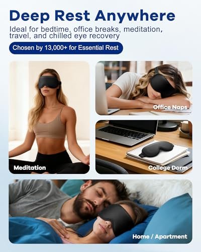3D Gewichtete Kühl-Gel-Augenmaske für Schlaf – FSA/HSA-berechtigt, 170g Gel, 100% Lichtundurchlässig, Migräne & Reise