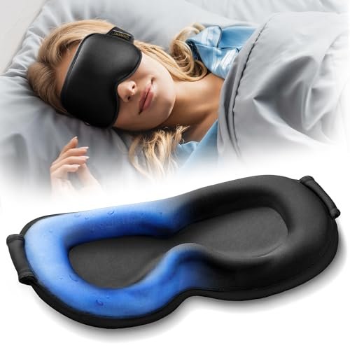 3D Gewichtete Kühl-Gel-Augenmaske für Schlaf – FSA/HSA-berechtigt, 170g Gel, 100% Lichtundurchlässig, Migräne & Reise