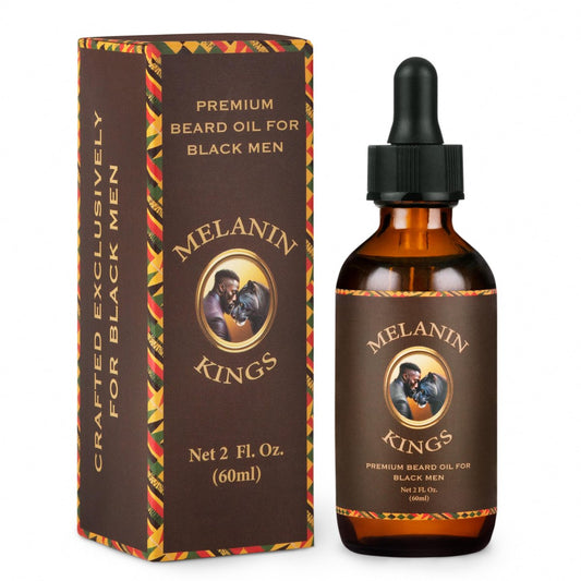 Melanin Kings Bartöl für schwarze Männer – Spezialformel mit afrikanischen Inhaltsstoffen, 100% natürlich, 60 ml – Kenianischer Sandelholzduft