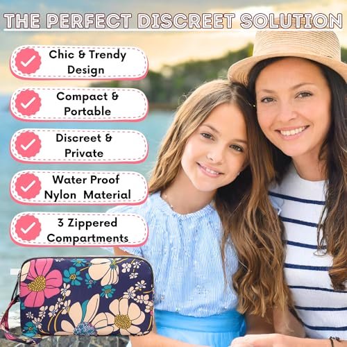 First Period Pal Pack to-Go Kit | 24-teiliges Starter-Set für Mädchen | Diskretes Täschchen, Binden & Slipeinlagen | Perioden-Kit für Tweens 10-12 (Blumen)