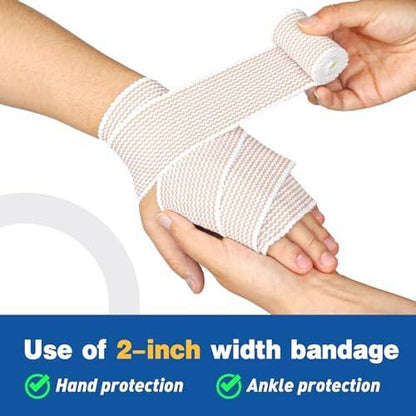 AZEN Premium 4er-Pack elastische Bandage (2x2", 2x3") – Kompressionswickel für Beine, Knöchel, Knie, Bauch, Körper – Latexfrei, Lymphdrainage-Wickel