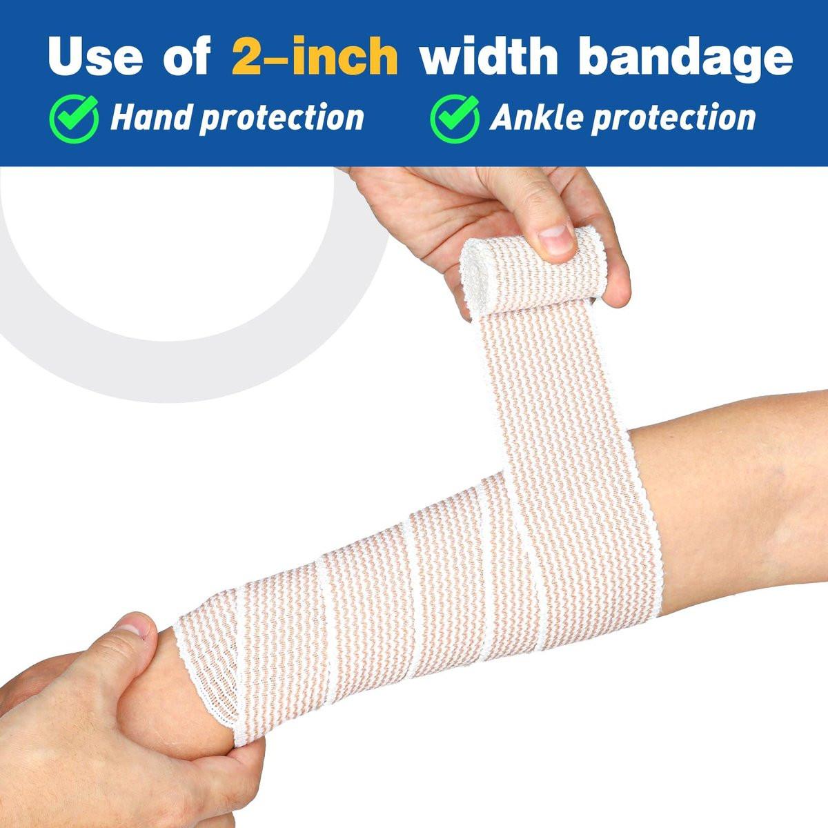AZEN Premium 4er-Pack elastische Bandage (2x2", 2x3") – Kompressionswickel für Beine, Knöchel, Knie, Bauch, Körper – Latexfrei, Lymphdrainage-Wickel