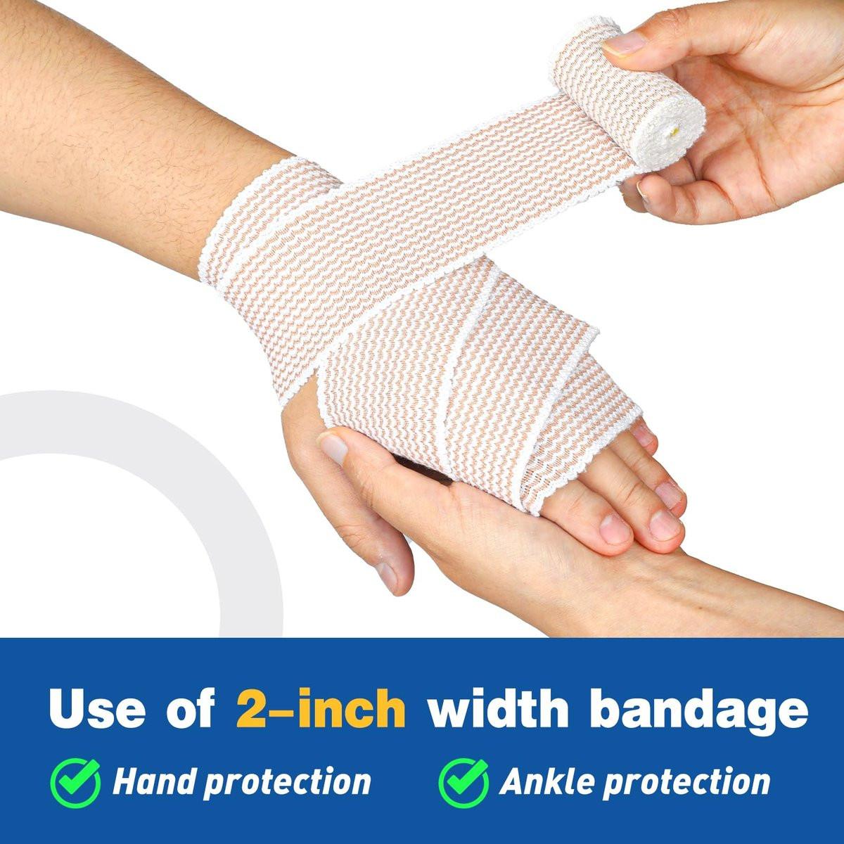 AZEN Premium 4er-Pack elastische Bandage (2x2", 2x3") – Kompressionswickel für Beine, Knöchel, Knie, Bauch, Körper – Latexfrei, Lymphdrainage-Wickel