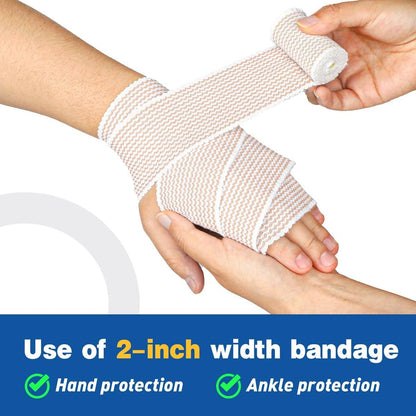 AZEN Premium 4er-Pack elastische Bandage (2x2", 2x3") – Kompressionswickel für Beine, Knöchel, Knie, Bauch, Körper – Latexfrei, Lymphdrainage-Wickel