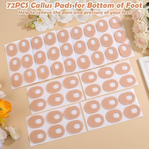 Shynek 72 Stück Hornhautpads aus weichem Filz – Selbstklebende Fußpads für Schmerzlinderung, beige, oval