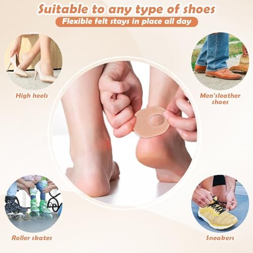 Shynek 72 Stück Hornhautpads aus weichem Filz – Selbstklebende Fußpads für Schmerzlinderung, beige, oval