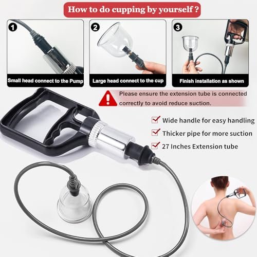 DEFUNX Schröpfen-Set, 19 Becher Schröpf-Set für Massagetherapie, Schröpftherapie-Set mit Pumpe für Rückenmassage, Schmerzlinderung, Physiotherapie