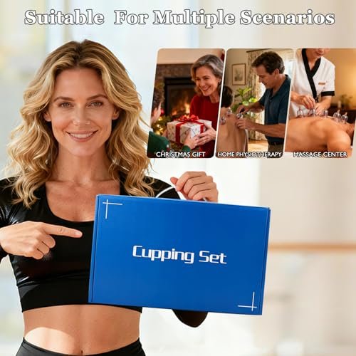 DEFUNX Schröpfen-Set, 19 Becher Schröpf-Set für Massagetherapie, Schröpftherapie-Set mit Pumpe für Rückenmassage, Schmerzlinderung, Physiotherapie
