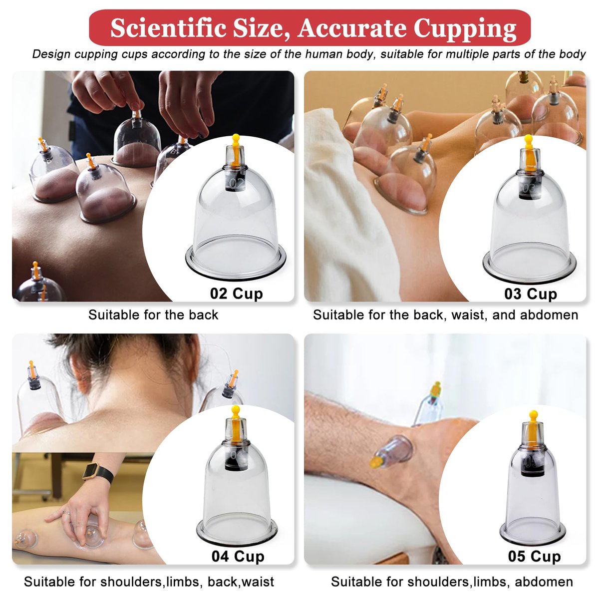 DEFUNX Schröpfen-Set, 19 Becher Schröpf-Set für Massagetherapie, Schröpftherapie-Set mit Pumpe für Rückenmassage, Schmerzlinderung, Physiotherapie