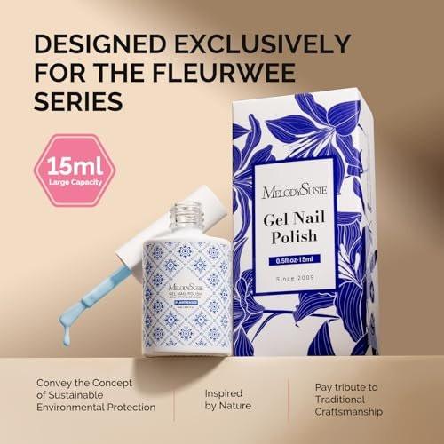 MelodySusie Fleurwee Pflanzenbasierter Gel-Nagellack, Hema-frei, Hellblau, UV/LED-Gel-Nagellack, 0,5 Fl Oz, Ixia Viridiflora Blue-P06