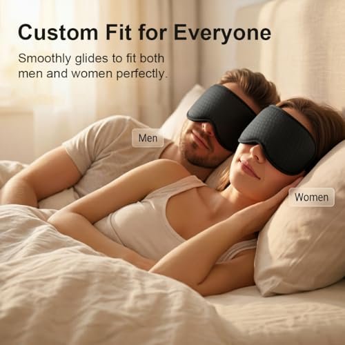 Blackout Schlafmaske mit Gewicht: 3D Konturierte Sanfte Druck Schlafmaske für Männer & Frauen - Flugzeug Reise & Nachtschicht Essentials, Null Augendruck, Atmungsaktive Augenklappe, Schwarz