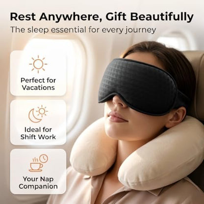 Blackout Schlafmaske mit Gewicht: 3D Konturierte Sanfte Druck Schlafmaske für Männer & Frauen - Flugzeug Reise & Nachtschicht Essentials, Null Augendruck, Atmungsaktive Augenklappe, Schwarz