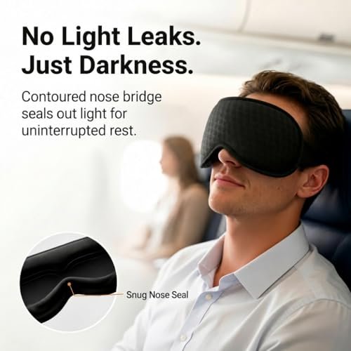 Blackout Schlafmaske mit Gewicht: 3D Konturierte Sanfte Druck Schlafmaske für Männer & Frauen - Flugzeug Reise & Nachtschicht Essentials, Null Augendruck, Atmungsaktive Augenklappe, Schwarz