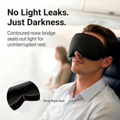 Blackout Schlafmaske mit Gewicht: 3D Konturierte Sanfte Druck Schlafmaske für Männer & Frauen - Flugzeug Reise & Nachtschicht Essentials, Null Augendruck, Atmungsaktive Augenklappe, Schwarz
